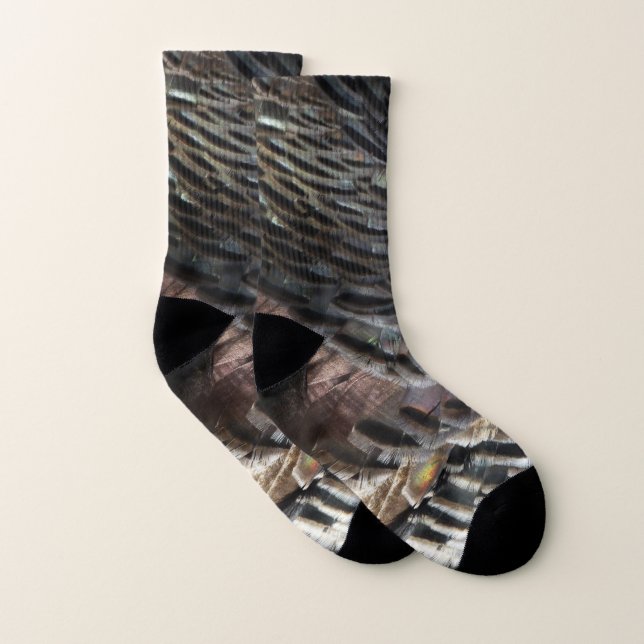 Wild Turkey Feathers I Abstract Nature Design Socks (Pair)