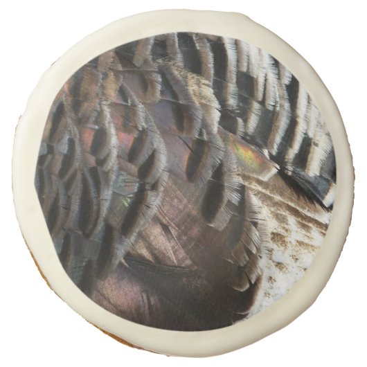 Wild Turkey Feathers I Abstract Nature Design Sugar Cookie (Front)