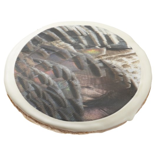 Wild Turkey Feathers I Abstract Nature Design Sugar Cookie (Angled)