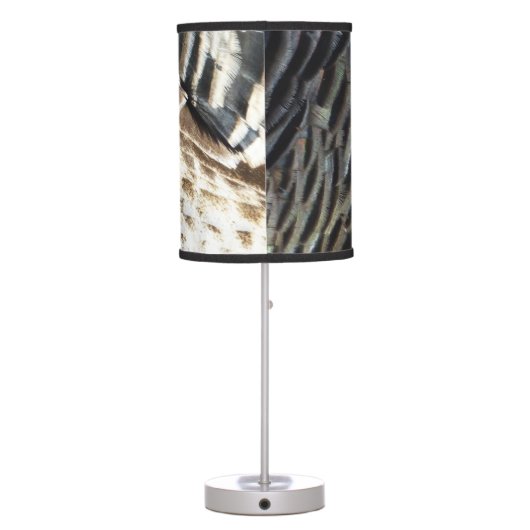 Wild Turkey Feathers I Abstract Nature Design Table Lamp (Back)