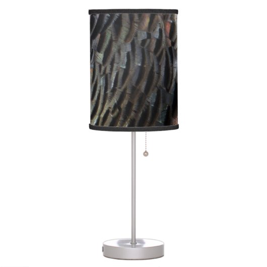 Wild Turkey Feathers I Abstract Nature Design Table Lamp (Left)