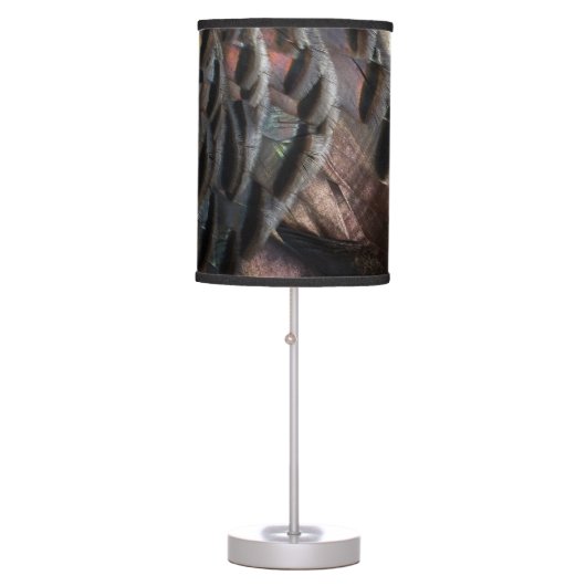 Wild Turkey Feathers I Abstract Nature Design Table Lamp (Front)