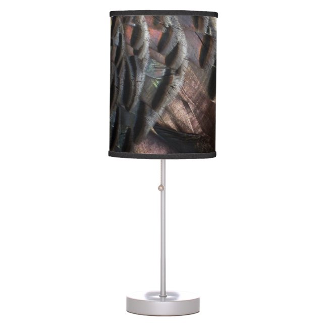 Wild Turkey Feathers I Abstract Nature Design Table Lamp (Front)