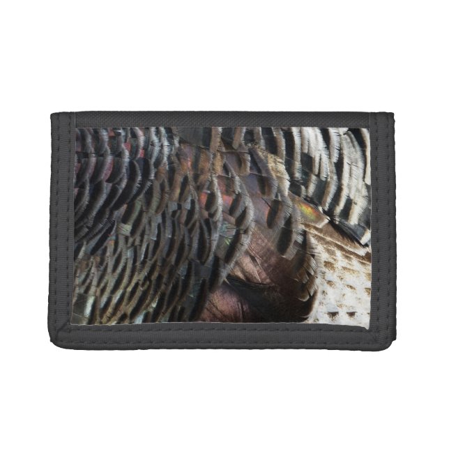 Wild Turkey Feathers I Abstract Nature Design Tri-fold Wallet (Front)