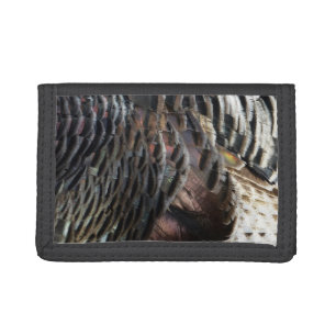 Wild Turkey Feathers I Abstract Nature Design Trifold Wallet