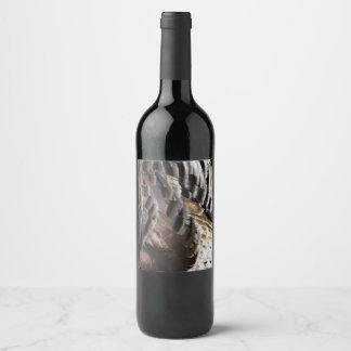 Wild Turkey Feathers I Abstract Nature Design Wine Label