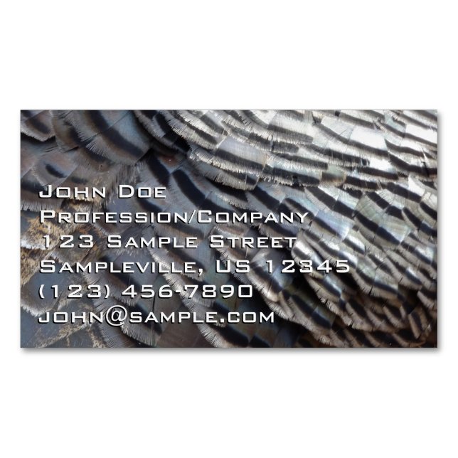 Wild Turkey Feathers II Abstract Nature Design Business Card Magnet (Front)