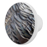 Wild Turkey Feathers II Abstract Nature Design Ceramic Knob