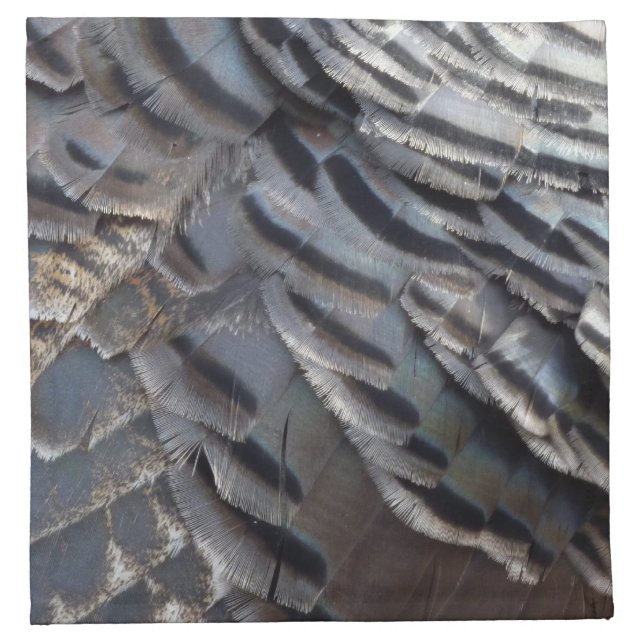 Wild Turkey Feathers II Abstract Nature Design Cloth Napkin (Front)