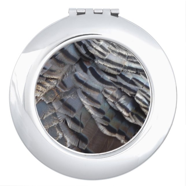 Wild Turkey Feathers II Abstract Nature Design Compact Mirror (Front)
