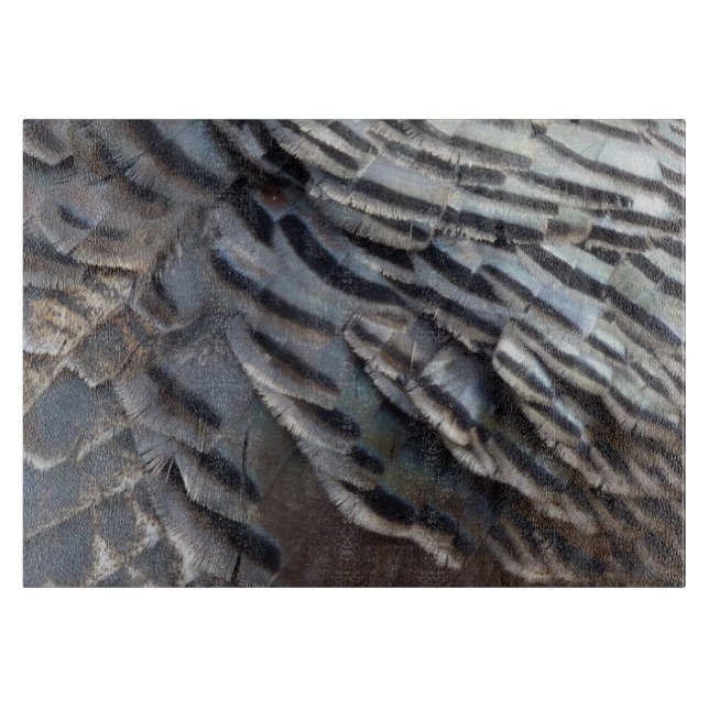 Wild Turkey Feathers II Abstract Nature Design Cutting Board (Front)
