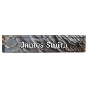 Wild Turkey Feathers II Abstract Nature Design Desk Name Plate