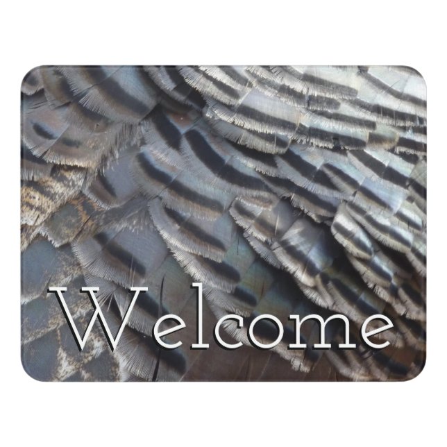 Wild Turkey Feathers II Abstract Nature Design Door Sign (Contemporary Front)