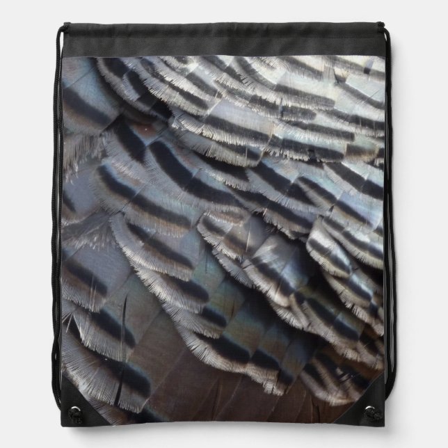 Wild Turkey Feathers II Abstract Nature Design Drawstring Bag (Front)