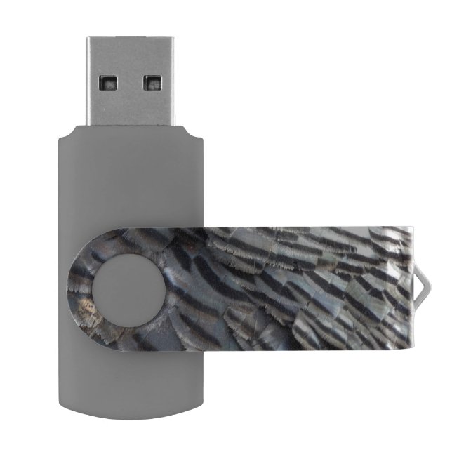 Wild Turkey Feathers II Abstract Nature Design Flash Drive (Opened)