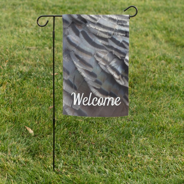 Wild Turkey Feathers II Abstract Nature Design Garden Flag (In SItu)