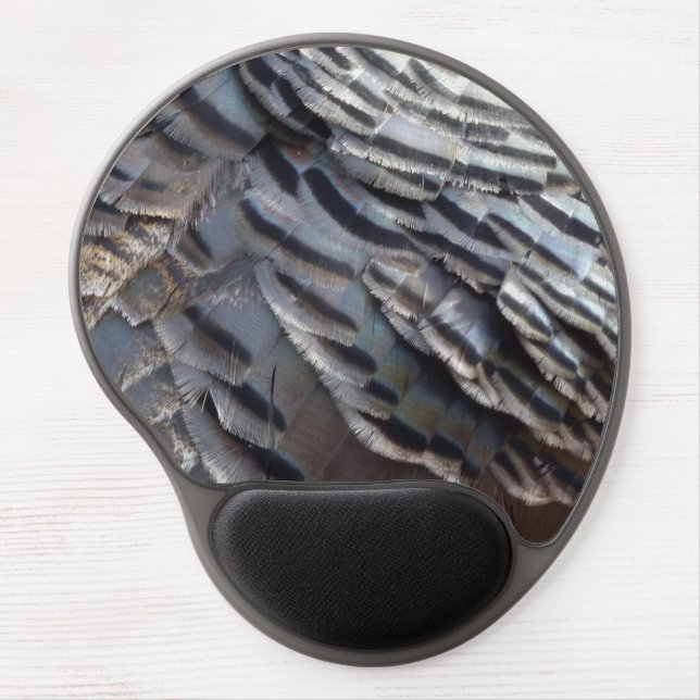 Wild Turkey Feathers II Abstract Nature Design Gel Mouse Pad (Front)