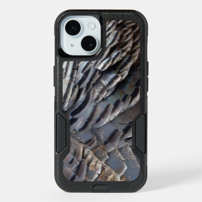Wild Turkey Feathers II Abstract Nature Design iPhone 15 Case (Back)