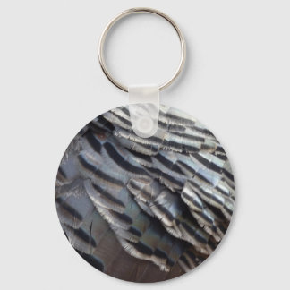Wild Turkey Feathers II Abstract Nature Design Keychain