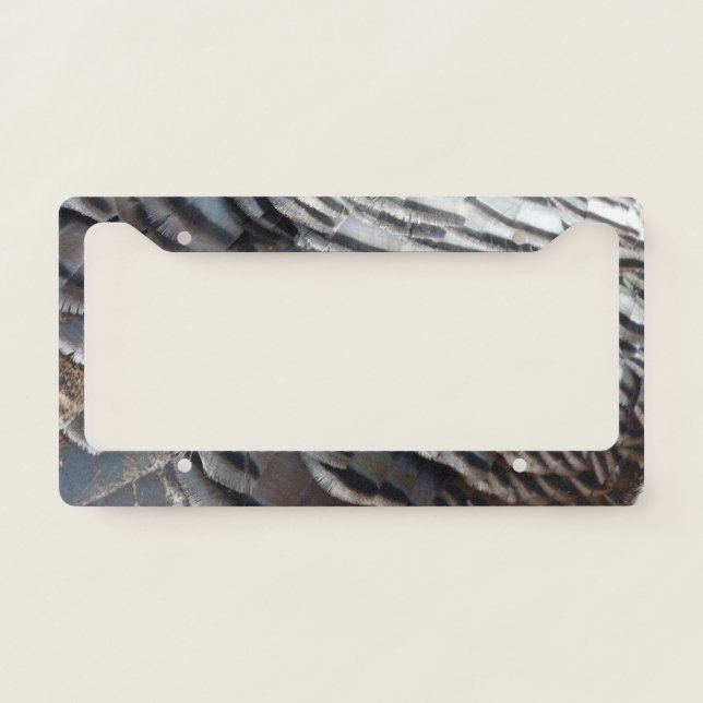 Wild Turkey Feathers II Abstract Nature Design License Plate Frame (Front)