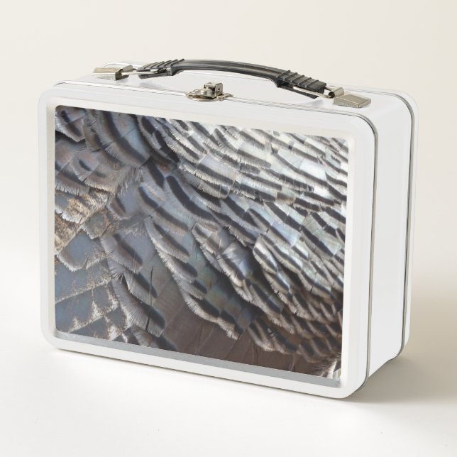 Wild Turkey Feathers II Abstract Nature Design Metal Lunch Box (Front)