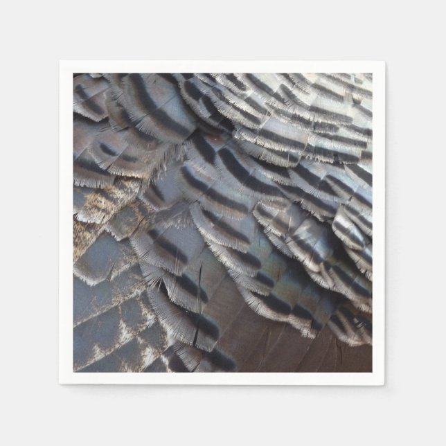 Wild Turkey Feathers II Abstract Nature Design Napkins (Front)