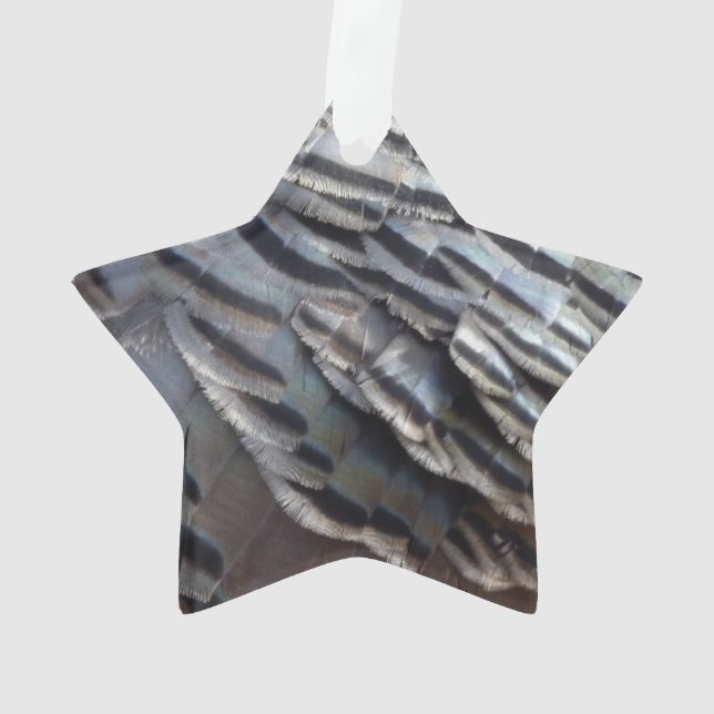 Wild Turkey Feathers II Abstract Nature Design Ornament (Back)