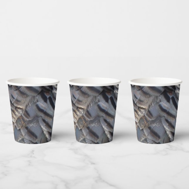 Wild Turkey Feathers II Abstract Nature Design Paper Cups (Multi)