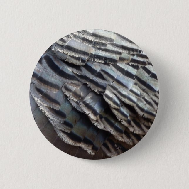 Wild Turkey Feathers II Abstract Nature Design Pinback Button (Front)
