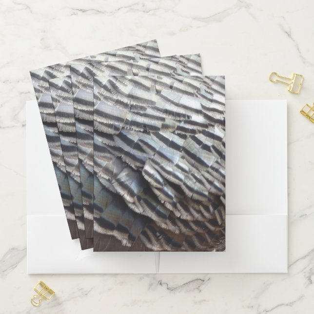 Wild Turkey Feathers II Abstract Nature Design Pocket Folder (In Situ)