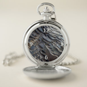 Wild Turkey Feathers II Abstract Nature Design Pocket Watch