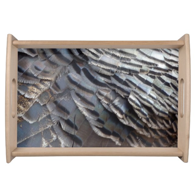 Wild Turkey Feathers II Abstract Nature Design Serving Tray (Front)