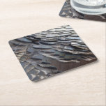 Wild Turkey Feathers II Abstract Nature Design Square Paper Coaster