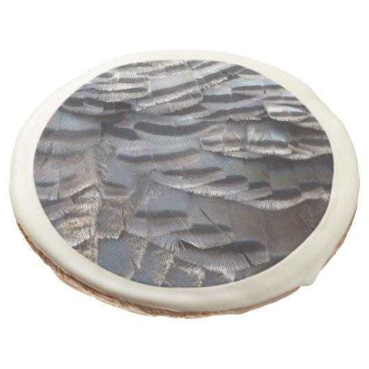 Wild Turkey Feathers II Abstract Nature Design Sugar Cookie (Angled)