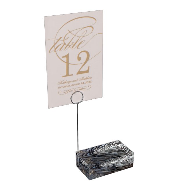 Wild Turkey Feathers II Abstract Nature Design Table Card Holder (Corner)