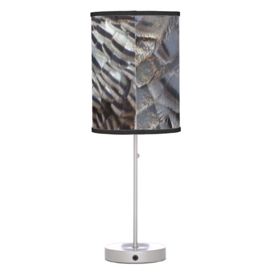 Wild Turkey Feathers II Abstract Nature Design Table Lamp (Back)