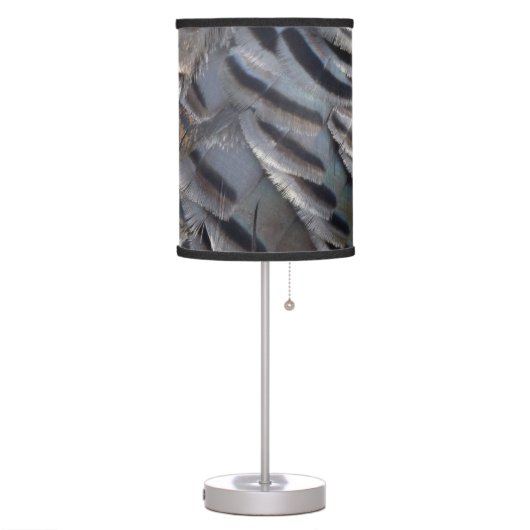 Wild Turkey Feathers II Abstract Nature Design Table Lamp (Left)