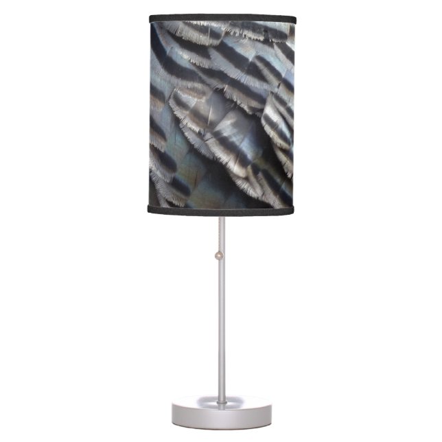 Wild Turkey Feathers II Abstract Nature Design Table Lamp (Front)