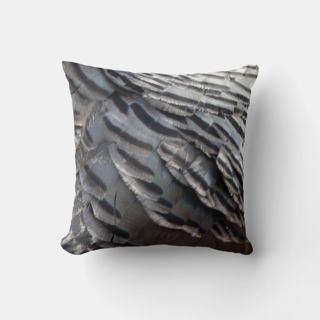Wild Turkey Feathers II Abstract Nature Design Throw Pillow (Front)