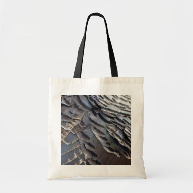 Wild Turkey Feathers II Abstract Nature Design Tote Bag (Front)