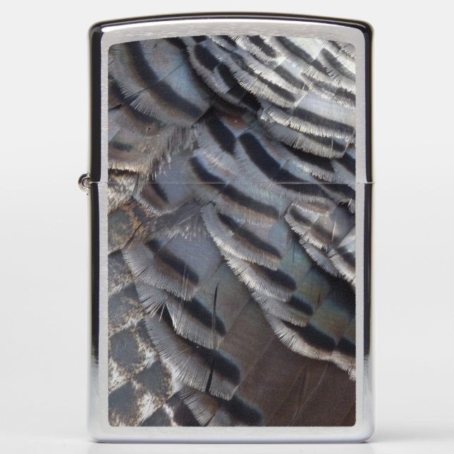 Wild Turkey Feathers II Abstract Nature Design Zippo Lighter (Front)