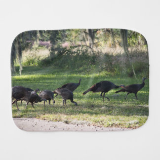 Wild Turkey Group in the Grass Photo Baby Burp Cloth