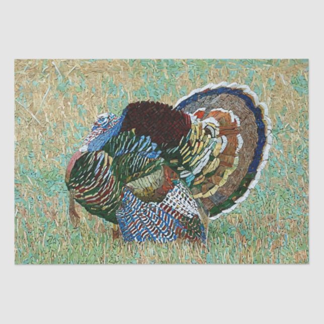 Wild Turkey Mosaic Pattern Print Decoupage Tissue Paper (Front)