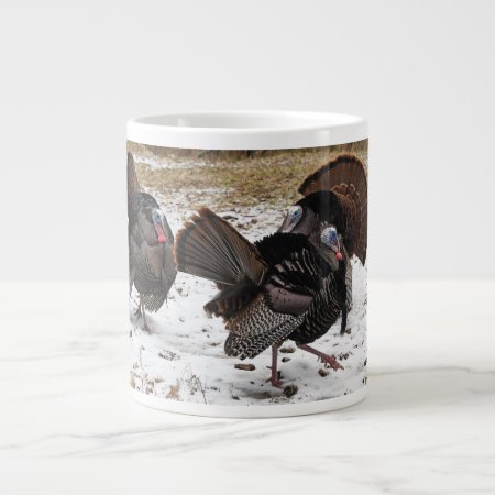 Wild Turkey Strutting Their Stuff Giant Coffee Mug