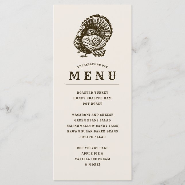 Wild Turkey | Thanksgiving Customized Dinner Menu (Front)
