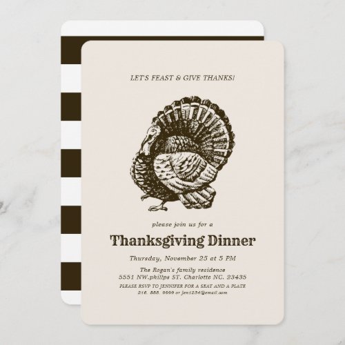 Wild Turkey  Thanksgiving Dinner Invitation