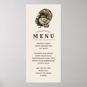 Wild Turkey   Thanksgiving Dinner Menu Poster