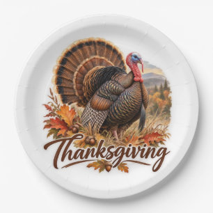 Wild Turkey Thanksgiving Paper Plates