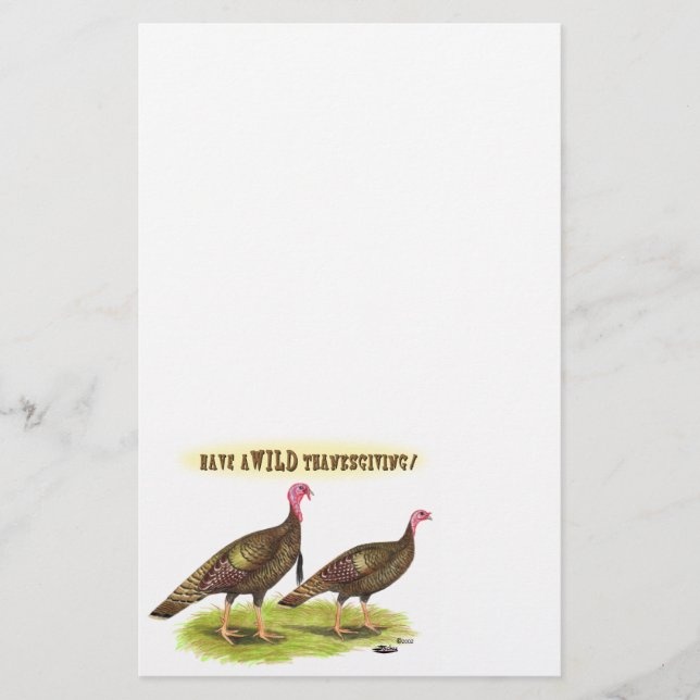 Wild turkey Thanksgiving Stationery (Front)