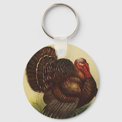 Wild Turkey tom gobbler strutting keychain Bird